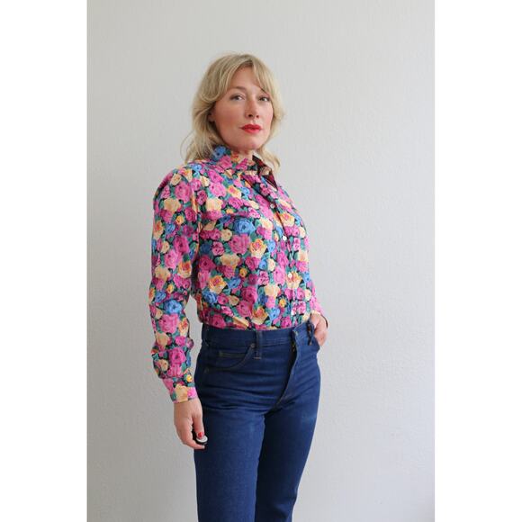 2000's Vintage Maus & Hoffman Floral Blouse Women's XS SM MD Liberty Art Fabrics - Picture 8 of 9